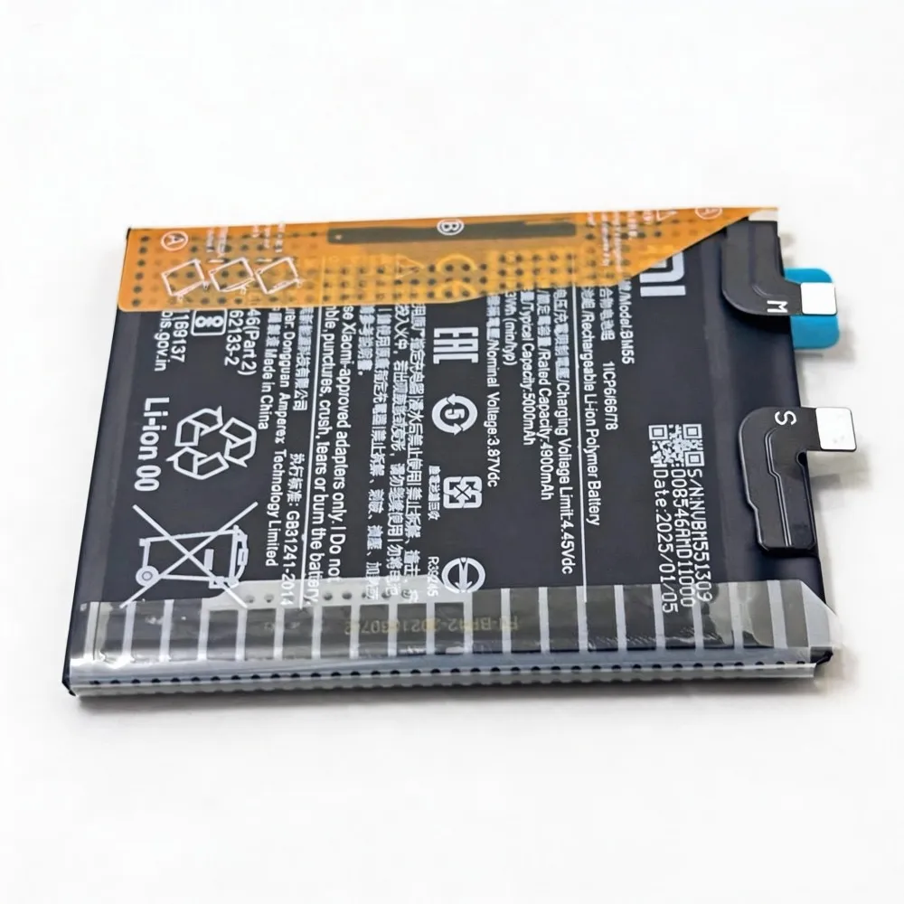 100%Original 5000mAh 3.87V for Xiaomi BM55 11 PRO 11 Ultra Mobile Phone Rechargeable Battery
100%Original 5000mAh 3.87V for Xiaomi BM55 11 PRO 11 Ultra Mobile Phone Rechargeable Battery