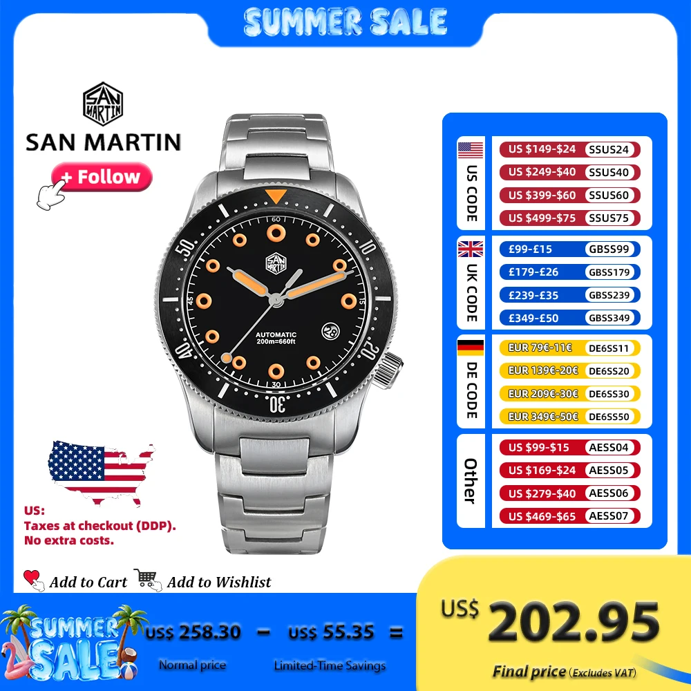 San Martin 39.5mm Men Diver Watch YN55 Automatic Mechanical Original Design Watches Sapphire Waterproof 200M Luminous SN0142
San Martin 39.5mm Men Diver Watch YN55 Automatic Mechanical Original Design Watches Sapphire Waterproof 200M Luminous SN0142