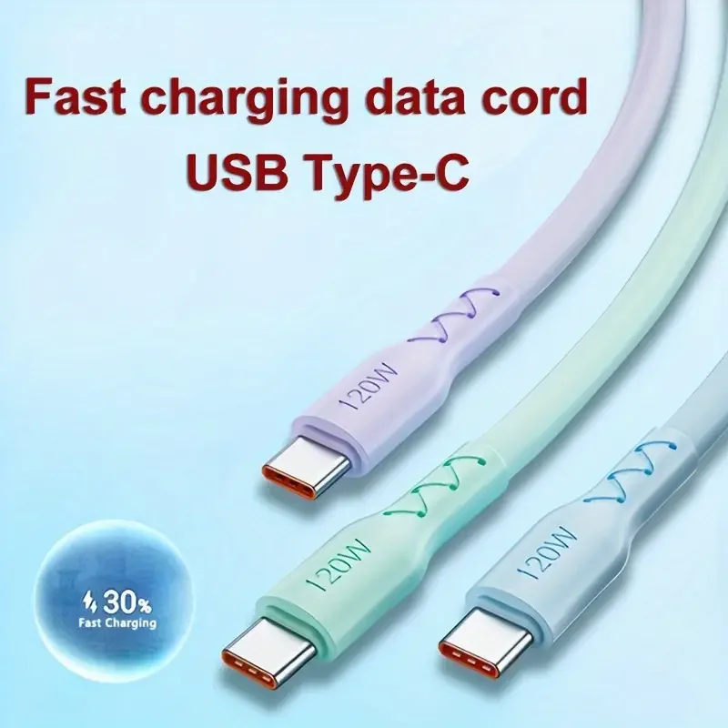 USB Type C Fast 120W 6A Charging DataCable Soft Silicone Durable CompatibleWith S24 S22 Redmi Realme K50Honor P60 P40 OPPO Onep
USB Type C Fast 120W 6A Charging DataCable Soft Silicone Durable CompatibleWith S24 S22 Redmi Realme K50Honor P60 P40 OPPO Onep