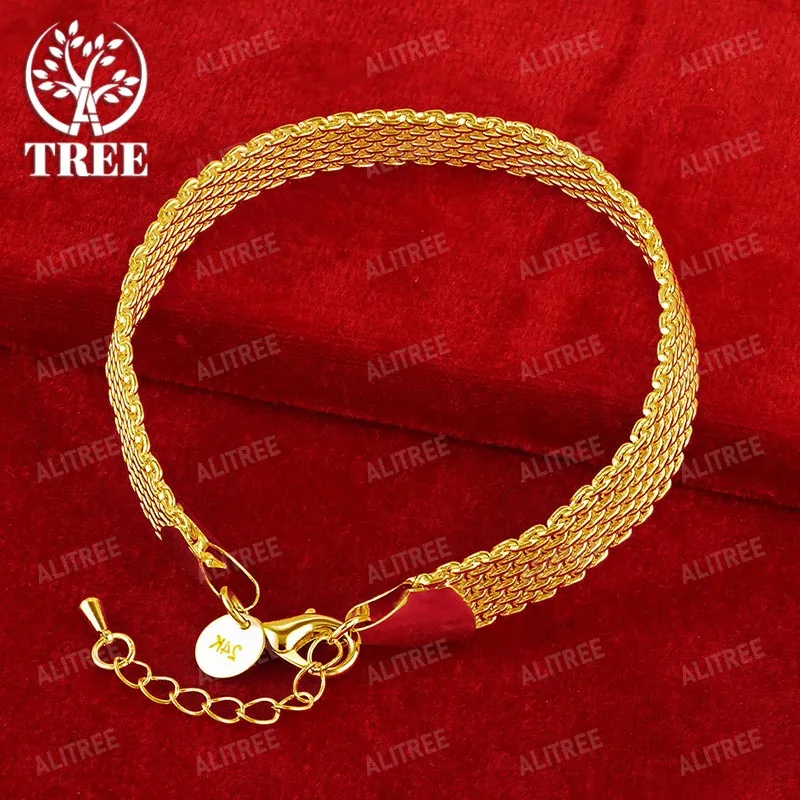 ALITREE 18K Gold Watchband Bracelet Gift For Woman Man Birthday Party Wedding Engagement Jewelry Width 10mm Chain
ALITREE 18K Gold Watchband Bracelet Gift For Woman Man Birthday Party Wedding Engagement Jewelry Width 10mm Chain