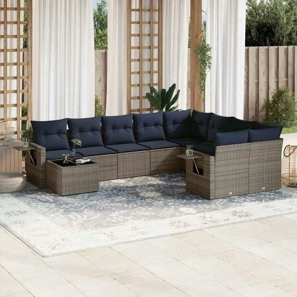 10 Piece Outdoor Patio Sofa Set Comfortable Cushions Gray Rattan Furniture for Garden Balcony Deck
10 Piece Outdoor Patio Sofa Set Comfortable Cushions Gray Rattan Furniture for Garden Balcony Deck