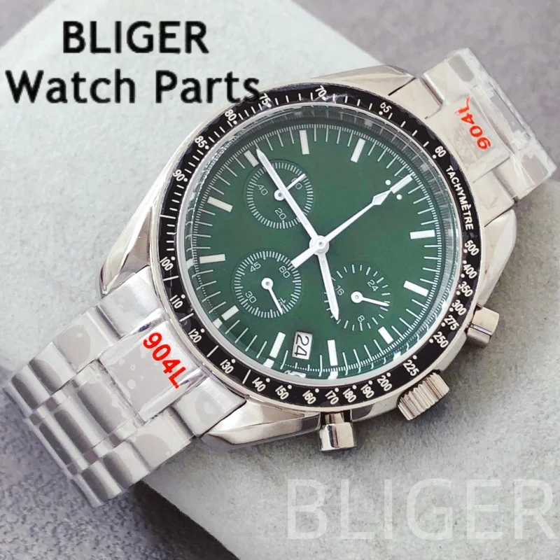 BLIGER Sport 40mm Chronograph Multifunction Quartz VK63 Men 's Watch Green Dial Luminous Stainless Steel Strap Dive Montre Homme
BLIGER Sport 40mm Chronograph Multifunction Quartz VK63 Men 's Watch Green Dial Luminous Stainless Steel Strap Dive Montre Homme