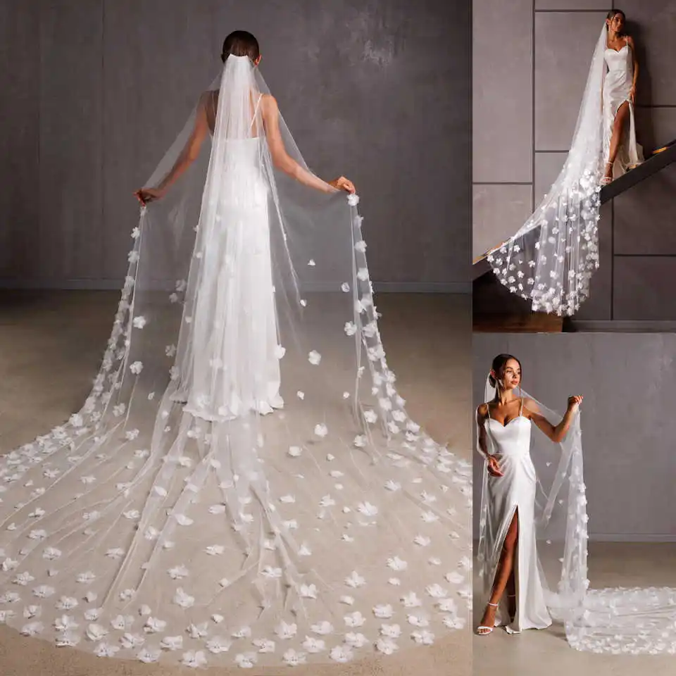 3D Appliques Wedding Veil Flowers One Layer Long Cathedral Length Bridal Veils Applique Edge Wedding Accessories Customized
3D Appliques Wedding Veil Flowers One Layer Long Cathedral Length Bridal Veils Applique Edge Wedding Accessories Customized