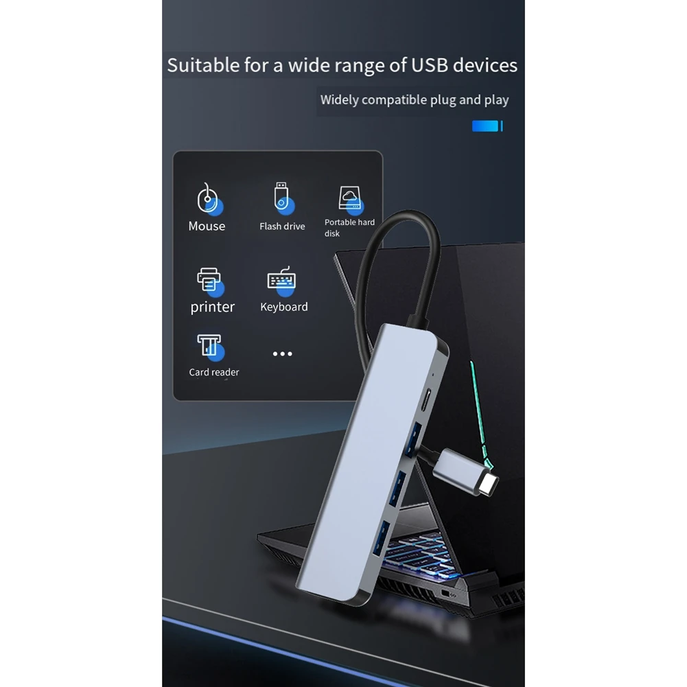 Exquisite-5-In-1 Type C Hub 3 USB Multi-Port Adapter With -Compatible, PD100W, For Laptops,Phones
Exquisite-5-In-1 Type C Hub 3 USB Multi-Port Adapter With -Compatible, PD100W, For Laptops,Phones