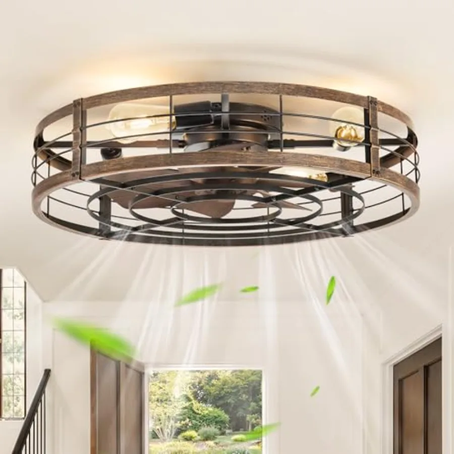 26 inch Fandelier Caged Ceiling Fan with Light for Kitchen Bedroom Outdoor, Bladeless Design in Black and Gold, 6-Speed Remote
26 inch Fandelier Caged Ceiling Fan with Light for Kitchen Bedroom Outdoor, Bladeless Design in Black and Gold, 6-Speed Remote