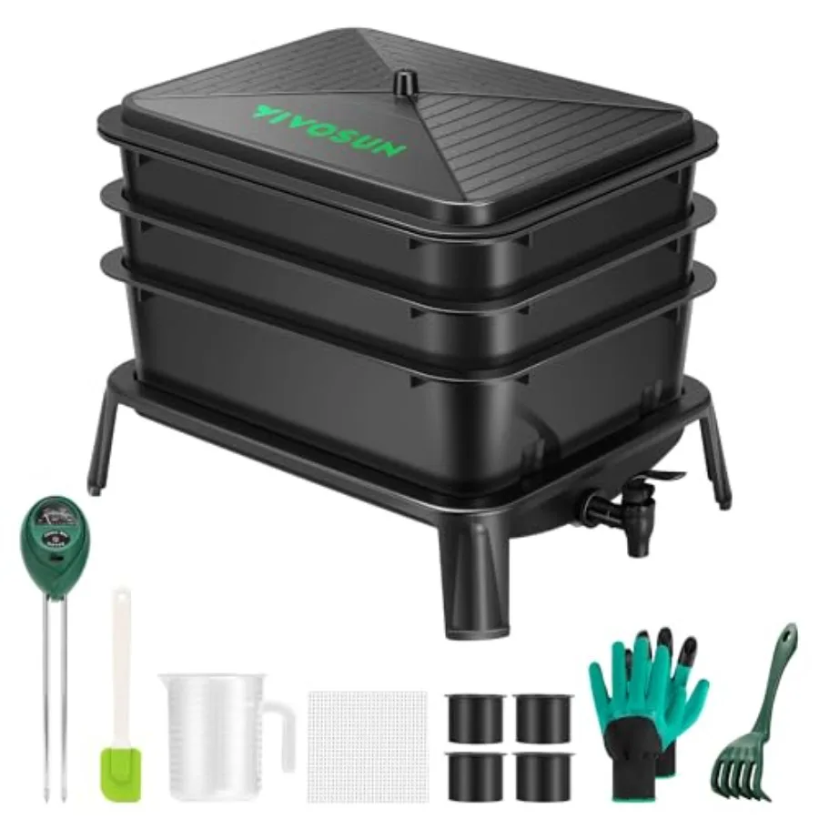 Worm Compost Bin 30L Worm Composter Easy Setup Inclusive Worm Farm Kit for Recycling Food Waste
Worm Compost Bin 30L Worm Composter Easy Setup Inclusive Worm Farm Kit for Recycling Food Waste