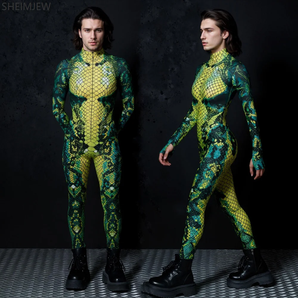 Sexy Snake Bodysuit Zentai Set Gothic Reptile Green Snakeskin Jumpsuit Carnival Unisex Costume Halloween Party Bizarre Costume
Sexy Snake Bodysuit Zentai Set Gothic Reptile Green Snakeskin Jumpsuit Carnival Unisex Costume Halloween Party Bizarre Costume