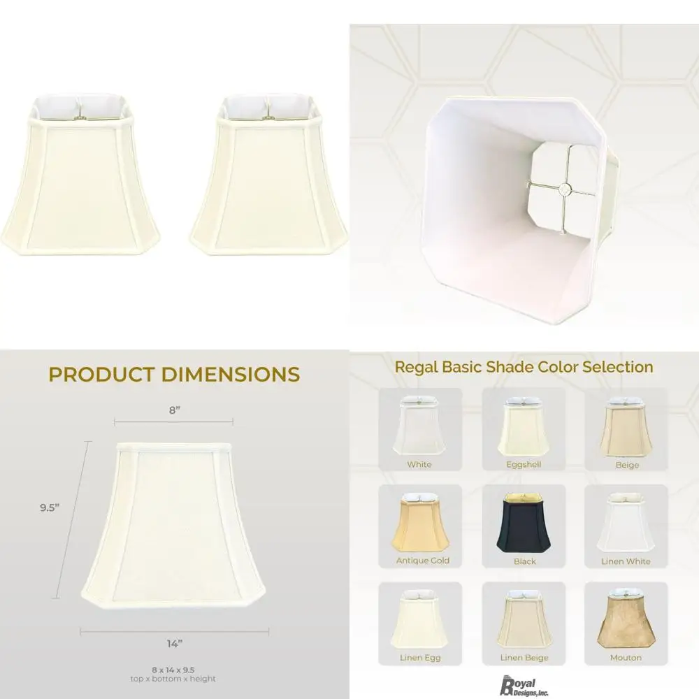 Linen Eggshell Square Corner Bell Basic Lamp Shades, 8x14x11.25, 2-Pack, Set of Two Large Table Lamp Shades
Linen Eggshell Square Corner Bell Basic Lamp Shades, 8x14x11.25, 2-Pack, Set of Two Large Table Lamp Shades