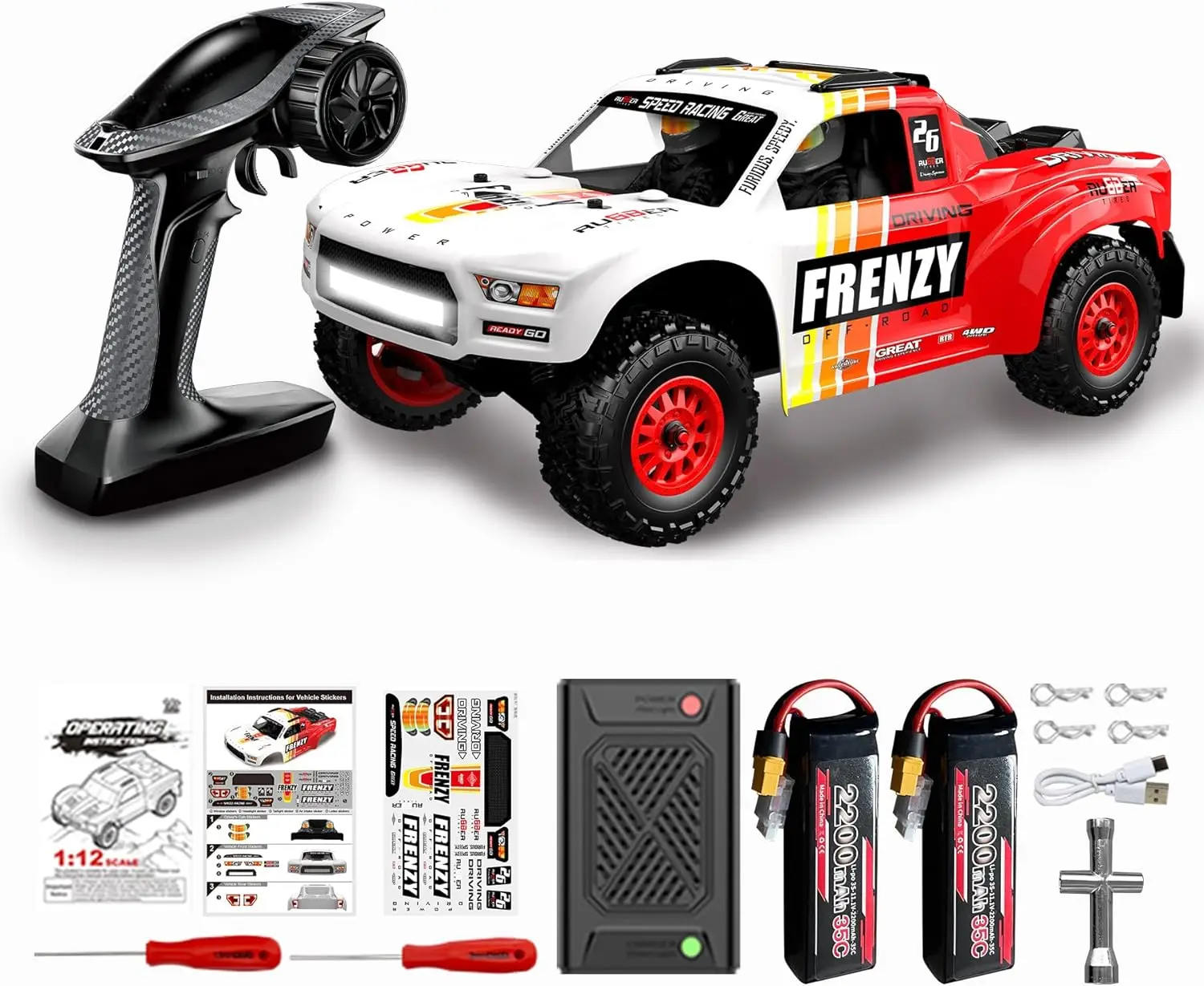 1/12 4WD Brushless RC Truck Powered High Speed Offroad 4x4 Waterproof Monster All Terrain Truggy with 3S Battery for Adults
1/12 4WD Brushless RC Truck Powered High Speed Offroad 4x4 Waterproof Monster All Terrain Truggy with 3S Battery for Adults