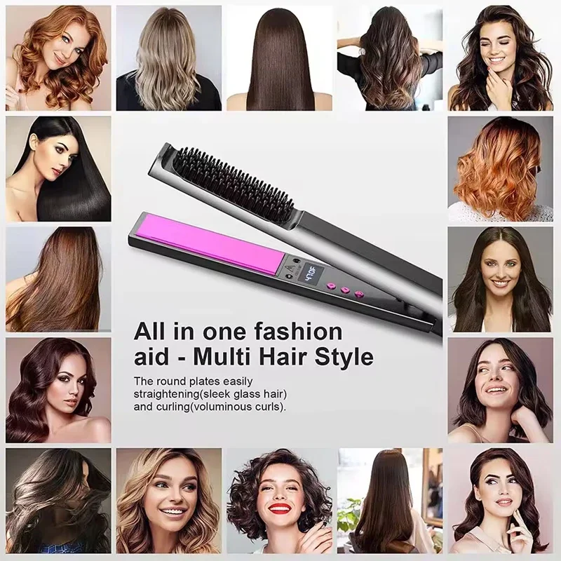2 in 1 Hair Straightener Multifunctional Curling & Straightening Brush Ceramic Hot Comb Generator Helps Reduce Frizz Salon Tools
2 in 1 Hair Straightener Multifunctional Curling & Straightening Brush Ceramic Hot Comb Generator Helps Reduce Frizz Salon Tools