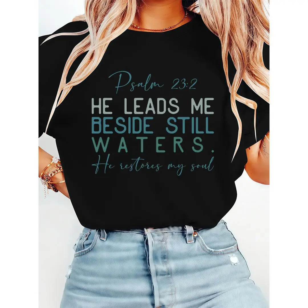Women's Christian Faith T-shirt Psalm 23:2 Bible Verse Graphic Tee Loose Fit Casual Church Top
Women's Christian Faith T-shirt Psalm 23:2 Bible Verse Graphic Tee Loose Fit Casual Church Top