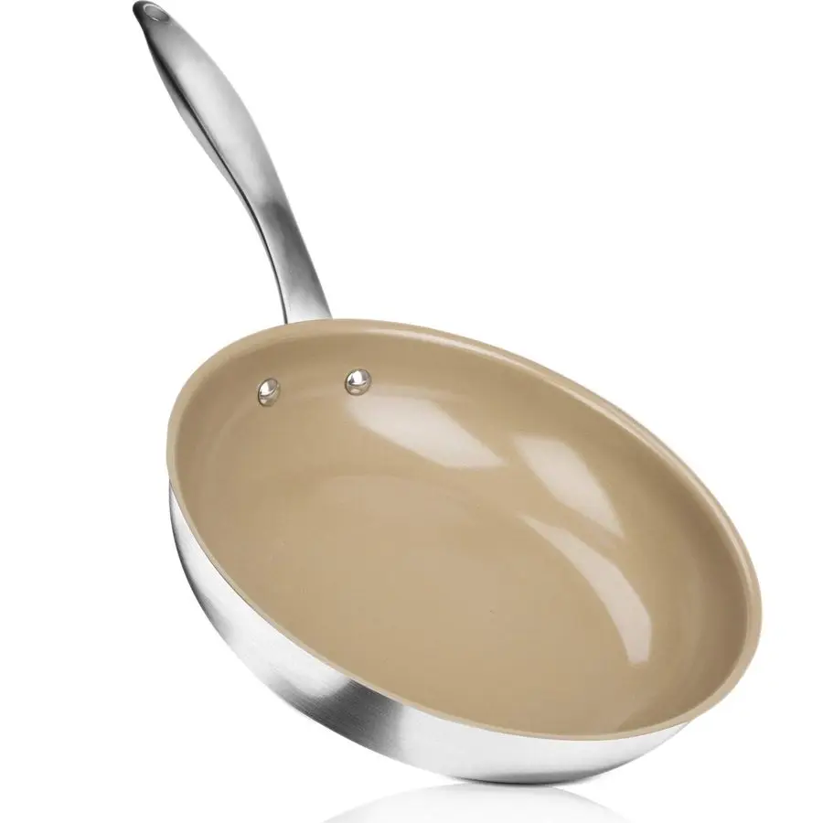 Ceramic Nonstick Frying Pan, Stainless Steel Induction Frying Pan, 9.5Inch Stir Fry Pan with Heavygauge Impactbonded Bottom, FUS
Ceramic Nonstick Frying Pan, Stainless Steel Induction Frying Pan, 9.5Inch Stir Fry Pan with Heavygauge Impactbonded Bottom, FUS