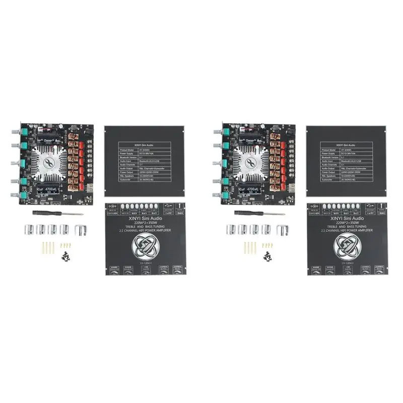 2X XY-S350H 2.1-канальная плата усилителя мощности Bluetooth TPA3251 с высоким басом и сабвуфером 220Wx2+350W
2X XY-S350H 2.1-канальная плата усилителя мощности Bluetooth TPA3251 с высоким басом и сабвуфером 220Wx2+350W