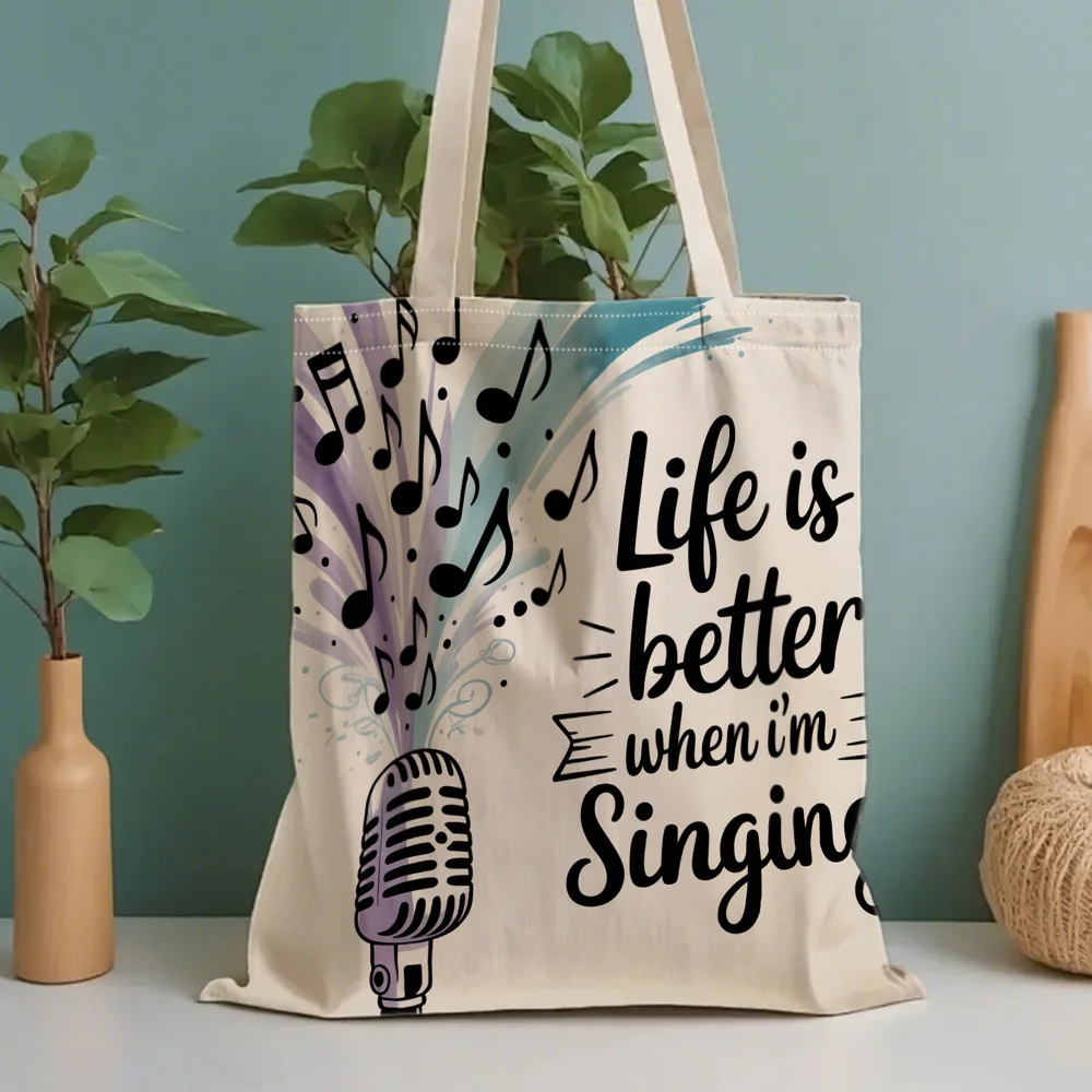 Сумка-шоппер из холщовой ткани с принтом "A Life Is Better When I Sing", подходит для ежедневного использования, походов за покупками, посещения школы и путешествий.
Сумка-шоппер из холщовой ткани с принтом "A Life Is Better When I Sing", подходит для ежедневного использования, походов за покупками, посещения школы и путешествий.