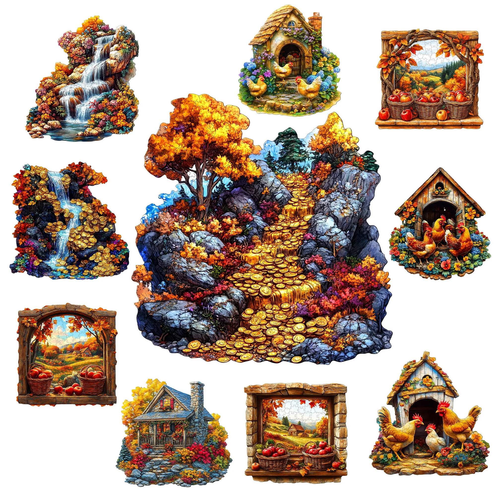 Gold Coin and Countryside Theme Wooden Jigsaw Puzzle Wooden Decor Painting Christmas and Halloween Gift Toy For Teen And Kid
Gold Coin and Countryside Theme Wooden Jigsaw Puzzle Wooden Decor Painting Christmas and Halloween Gift Toy For Teen And Kid