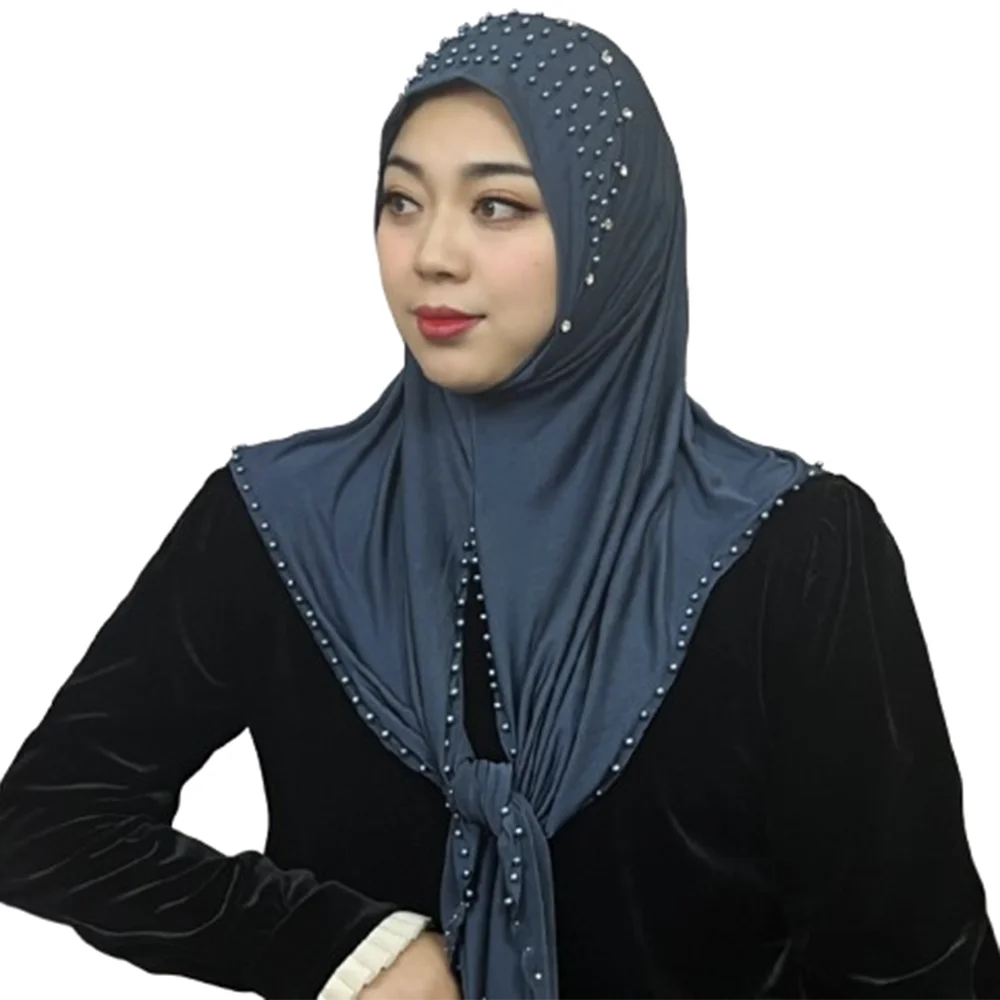 Casual Beaded Muslim Hijab Full Cover Elastic Arabic Hijab Hats Solid Color Soft Turkish Head Wrap Scarf Girls
Casual Beaded Muslim Hijab Full Cover Elastic Arabic Hijab Hats Solid Color Soft Turkish Head Wrap Scarf Girls