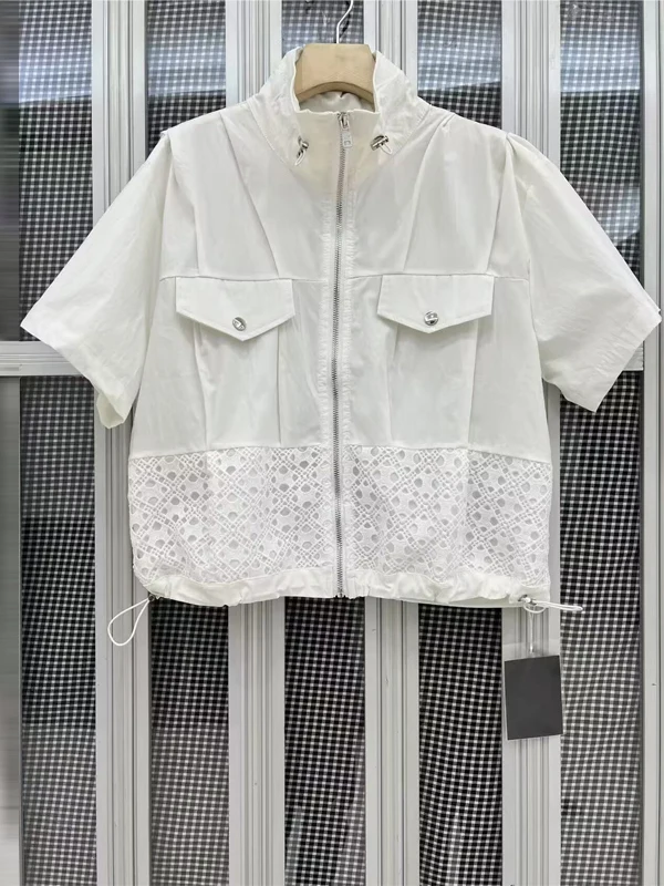 KUSAHIKI Fashion Hollow Embroidery Splicing Short Shirt Women's Summer Drawstring Versatile Chic Style Tops
KUSAHIKI Fashion Hollow Embroidery Splicing Short Shirt Women's Summer Drawstring Versatile Chic Style Tops
