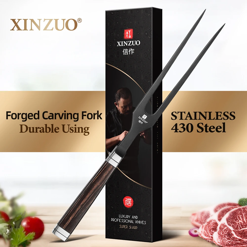 XINZUO Black Titanium Plated Meat Fork Ergonomic Ebony Wood Handle Durable BBQ Grill Carving Fork for Roast Turkey & Steak
XINZUO Black Titanium Plated Meat Fork Ergonomic Ebony Wood Handle Durable BBQ Grill Carving Fork for Roast Turkey & Steak