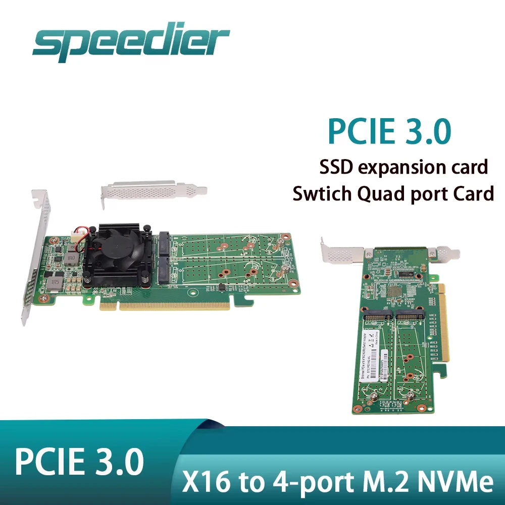 Speedier PCIe 3.0 X16 To 4 Port Quad 4X M.2 NVMe SSD Switch Card Adapter Expansion128Gb/s Support 2242, 2260,2280mm
Speedier PCIe 3.0 X16 To 4 Port Quad 4X M.2 NVMe SSD Switch Card Adapter Expansion128Gb/s Support 2242, 2260,2280mm