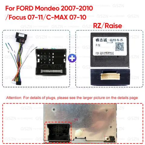 For Ford Focus MK2 Mondeo Kuga C-MAX Canbus Decoder Cable Quadlock Wiring Harness SWC Retention 16 Pin Adapter for Android Radio