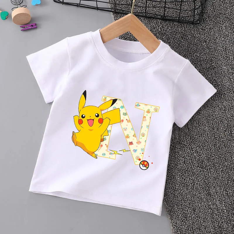 Pokemon Pikachu Short Sleeve Summer T-shirt Tops Cotton Tee Anime A-Z letters Printed Cute Clothing Children Casual Clothes Gift
Pokemon Pikachu Short Sleeve Summer T-shirt Tops Cotton Tee Anime A-Z letters Printed Cute Clothing Children Casual Clothes Gift