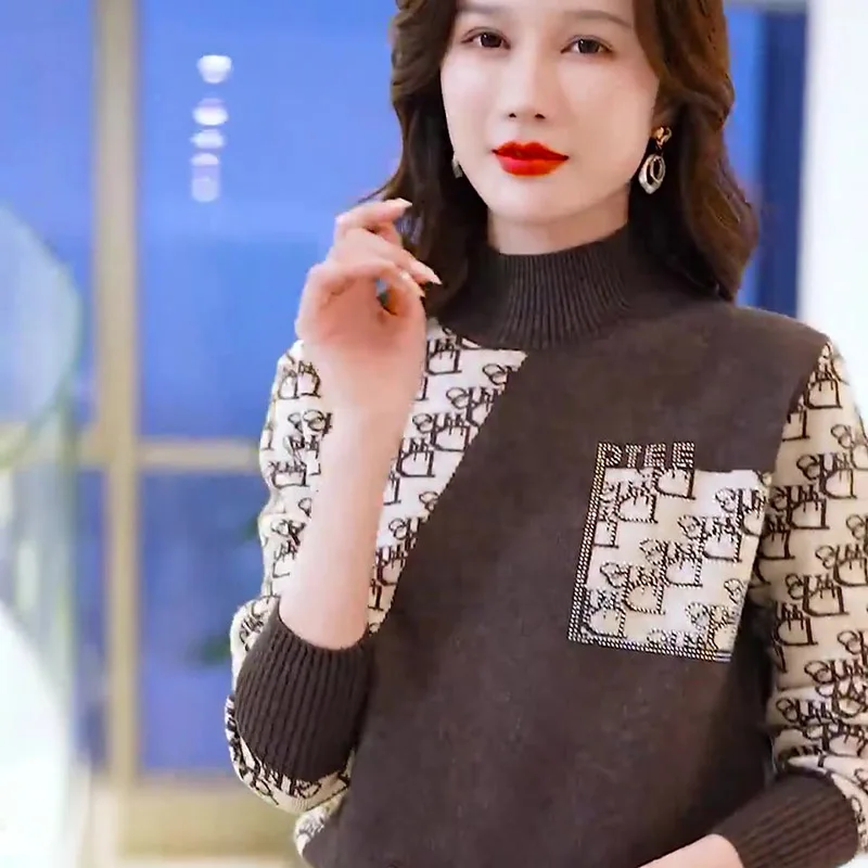 Women Half High Collar Jacquard Knitted Sweaters Autumn Winter Fashion Letter Vintage Pullovers Tops Casual Loose Knitwear
Women Half High Collar Jacquard Knitted Sweaters Autumn Winter Fashion Letter Vintage Pullovers Tops Casual Loose Knitwear
