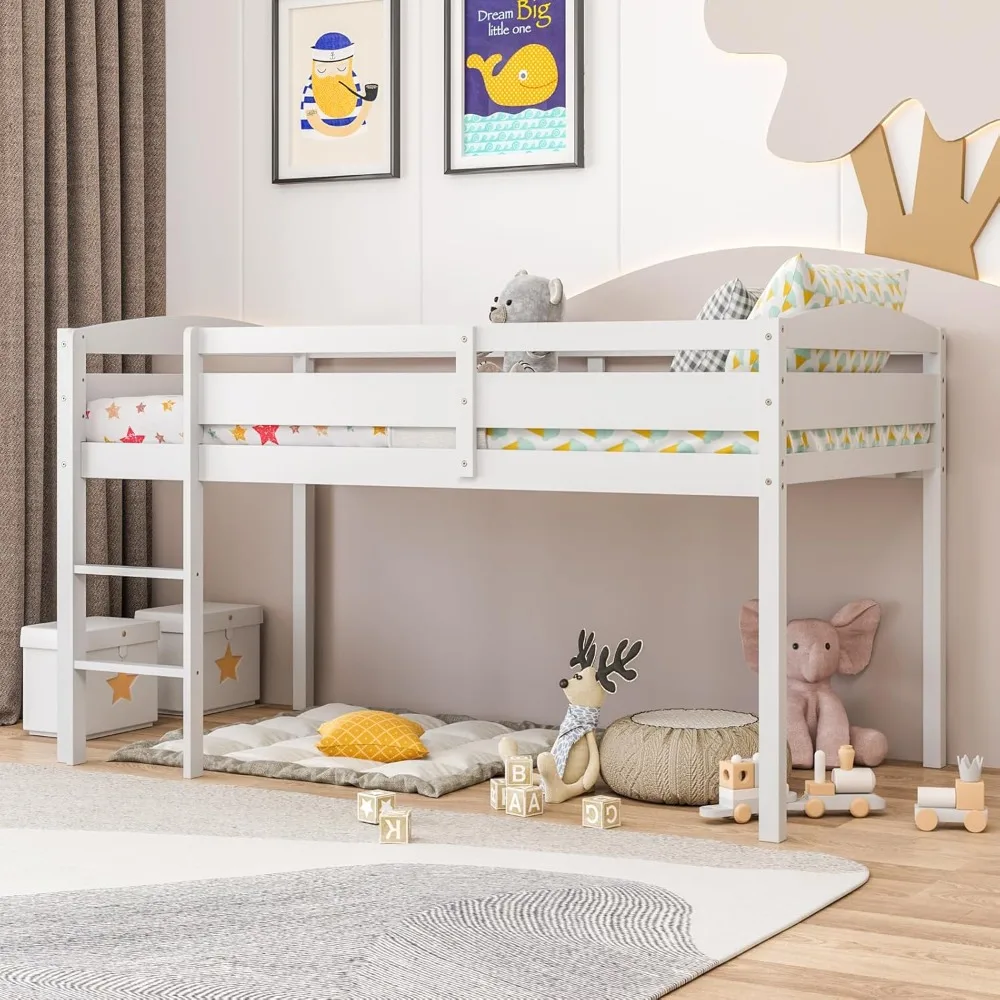 Twin Loft Bed, Solid Wood Low Loft Bed for Kids with Ladder & Guard Rails, No Box Spring Needed, Space-Saving Lofts Beds Frame
Twin Loft Bed, Solid Wood Low Loft Bed for Kids with Ladder & Guard Rails, No Box Spring Needed, Space-Saving Lofts Beds Frame