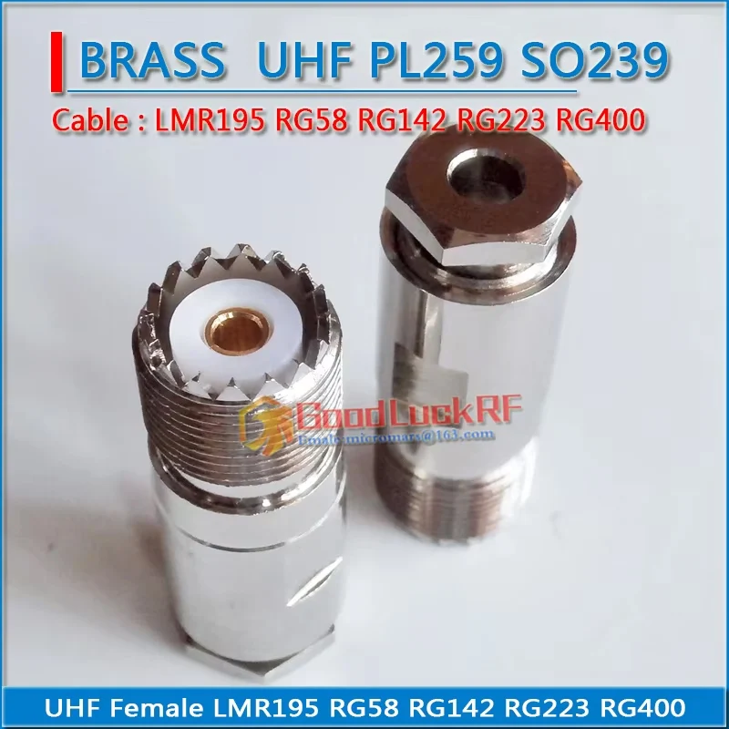 SL16 M PL259 SO239 UHF Female Clamp Solder RG58 RG142 RG223 RG400 LMR195 50-3 Cable Copper Straight 50ohm RF Connector Adapters
SL16 M PL259 SO239 UHF Female Clamp Solder RG58 RG142 RG223 RG400 LMR195 50-3 Cable Copper Straight 50ohm RF Connector Adapters