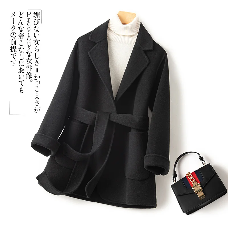 Spring and Winter New Double sided Cashmere Coat Women's Small 100% Pure Wool High end Korean Lace Up Wool Coat
Spring and Winter New Double sided Cashmere Coat Women's Small 100% Pure Wool High end Korean Lace Up Wool Coat