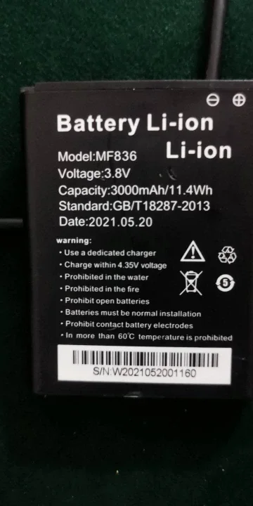 3000mAh Battery For MF836 4G LTE WIFI Router Hotspot Modem Battery
3000mAh Battery For MF836 4G LTE WIFI Router Hotspot Modem Battery