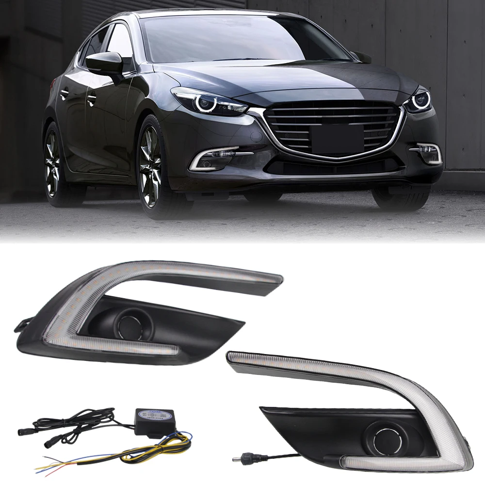 Светодиодный ДХО для Mazda 3 Axela 2017 2018, передняя противотуманная фара, лицевая панель дневных ходовых огней с желтым указателем поворота, аксессуар
Светодиодный ДХО для Mazda 3 Axela 2017 2018, передняя противотуманная фара, лицевая панель дневных ходовых огней с желтым указателем поворота, аксессуар