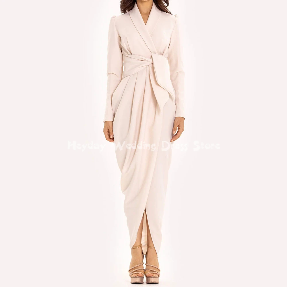 Heyday Women's Customized Crepe V Neck Sashes Ruffles Saudi Evening Dresses With Long Sleeves Ankle-Length Elegant Dresses 2025
Heyday Women's Customized Crepe V Neck Sashes Ruffles Saudi Evening Dresses With Long Sleeves Ankle-Length Elegant Dresses 2025