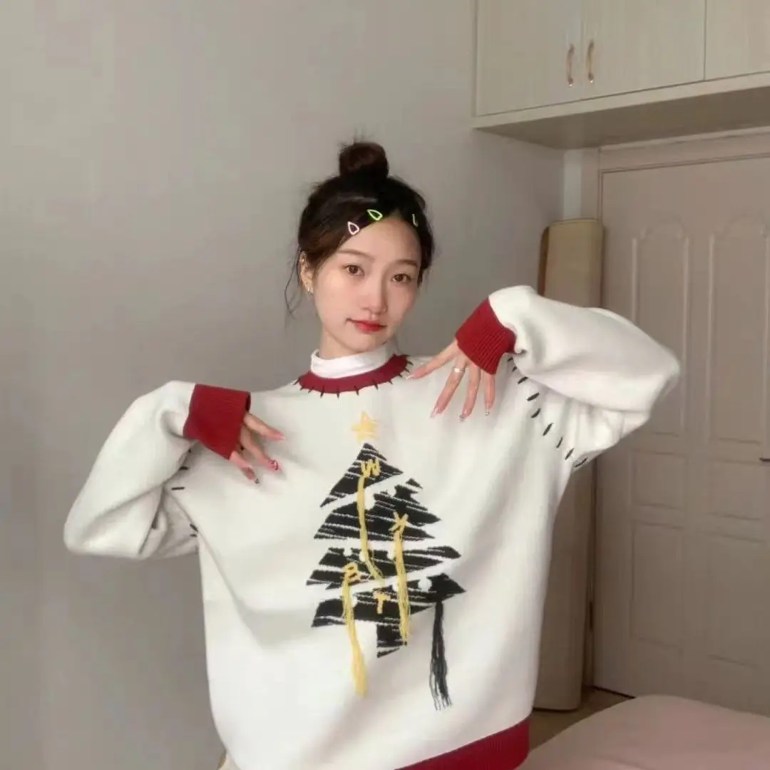 Christmas Tree Contrasting Tassels Christmas Design Sweater Autumn and Winter Jacquard New Knitted Sweater Knitted Top
Christmas Tree Contrasting Tassels Christmas Design Sweater Autumn and Winter Jacquard New Knitted Sweater Knitted Top