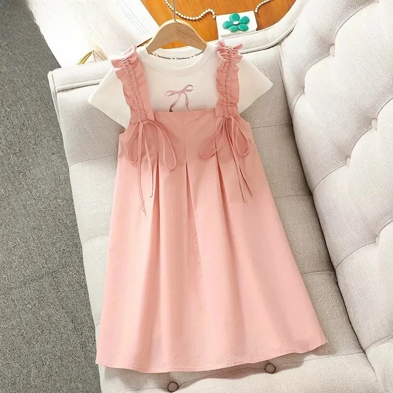 Girls' Sweet Strappy Dress Set Summer 2026, Korean Casual Suspender Gown with Short Sleeve Top for Big Kids
Girls' Sweet Strappy Dress Set Summer 2026, Korean Casual Suspender Gown with Short Sleeve Top for Big Kids