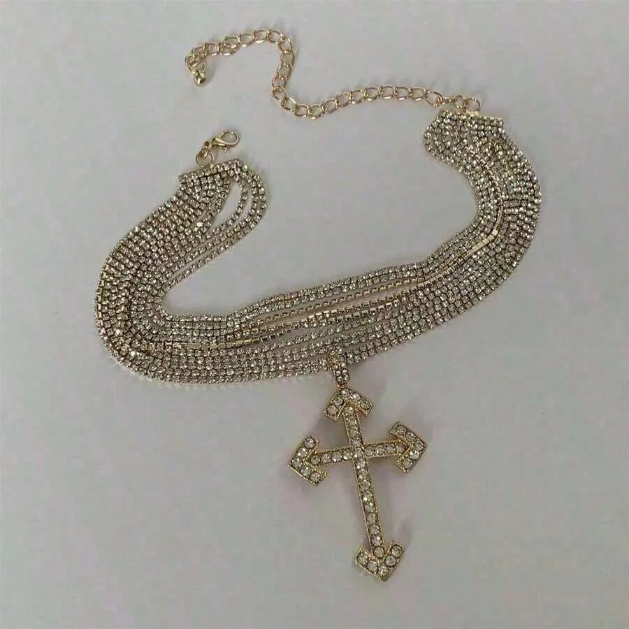 1pc Fashionable European And American Style Exaggerated Multilayer Necklace With Full Rhinestones, Personalized Pendant Party,
1pc Fashionable European And American Style Exaggerated Multilayer Necklace With Full Rhinestones, Personalized Pendant Party,