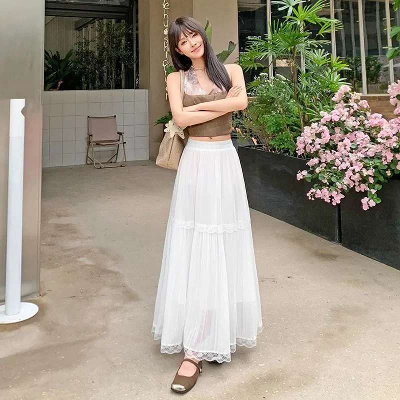 Кружевная юбка, новая летняя драпированная большая плиссированная длинная юбка с высокой талией
Кружевная юбка, новая летняя драпированная большая плиссированная длинная юбка с высокой талией