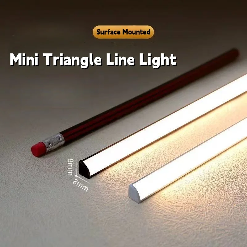 Mini Slotless 0808 Triangle Line Light 12V/24V Surface Mounted Cabinet Wine Closet Bar Light Strip 45 Degree Luminous Channel
Mini Slotless 0808 Triangle Line Light 12V/24V Surface Mounted Cabinet Wine Closet Bar Light Strip 45 Degree Luminous Channel