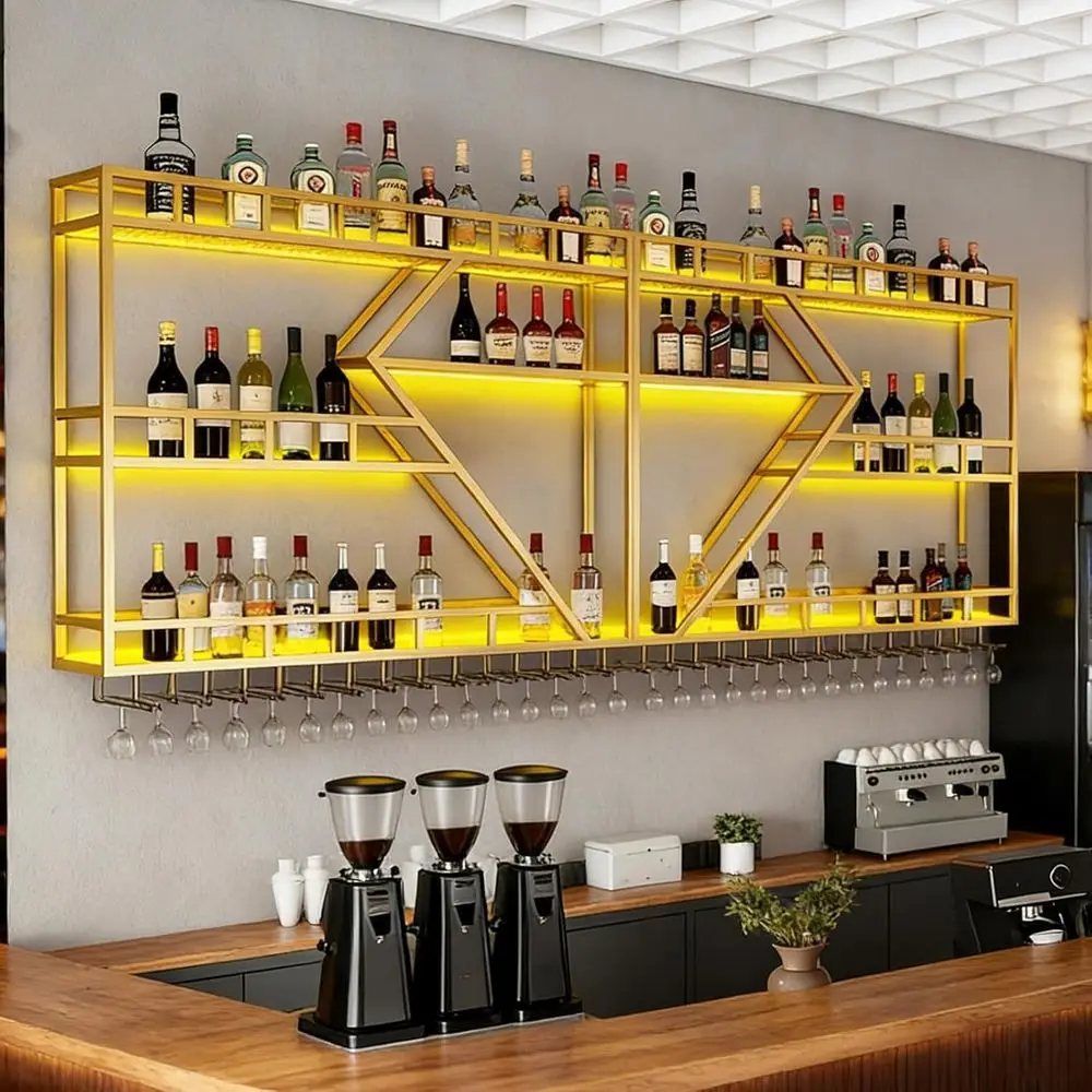Gold 3-Tier Diamond Wine Rack, Large Metal Holder for Home & Restaurant Bar Decor (79in)
Gold 3-Tier Diamond Wine Rack, Large Metal Holder for Home & Restaurant Bar Decor (79in)