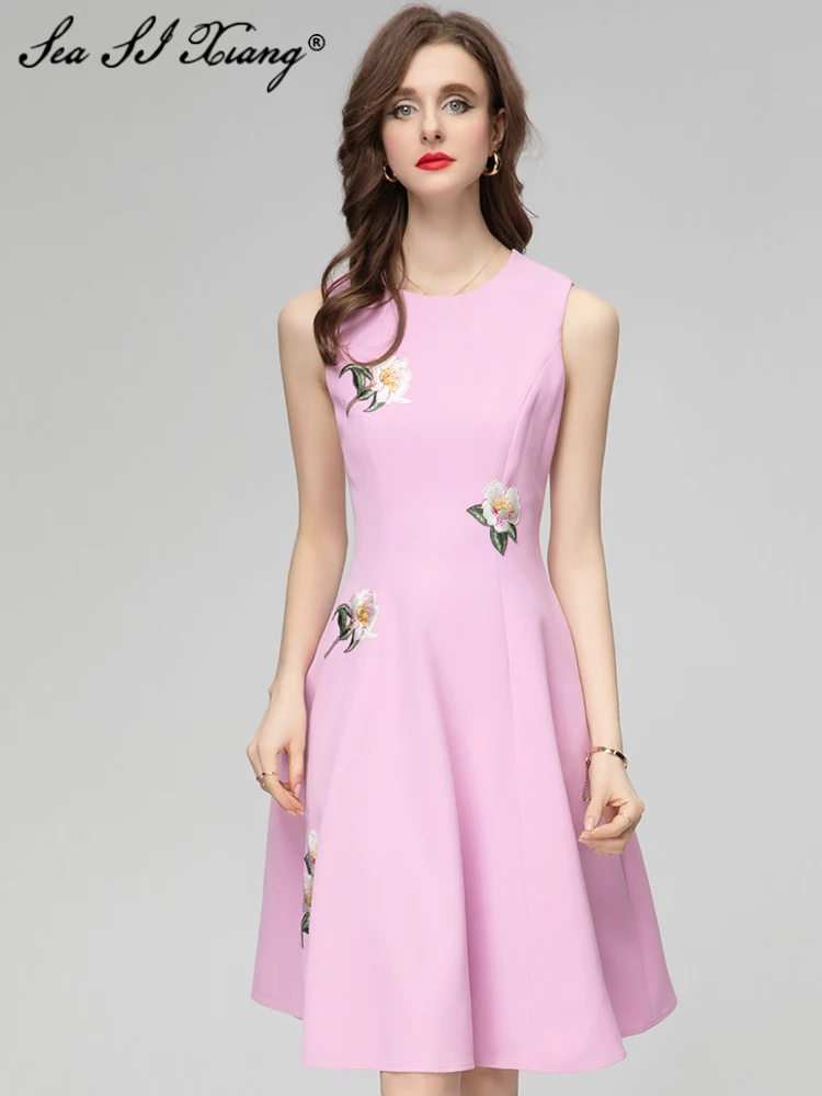 Seasixiang Fashion Designer Spring Dress Women O-Neck Sleeveless Floral Embroidery Elegant Party Short Dresses
Seasixiang Fashion Designer Spring Dress Women O-Neck Sleeveless Floral Embroidery Elegant Party Short Dresses