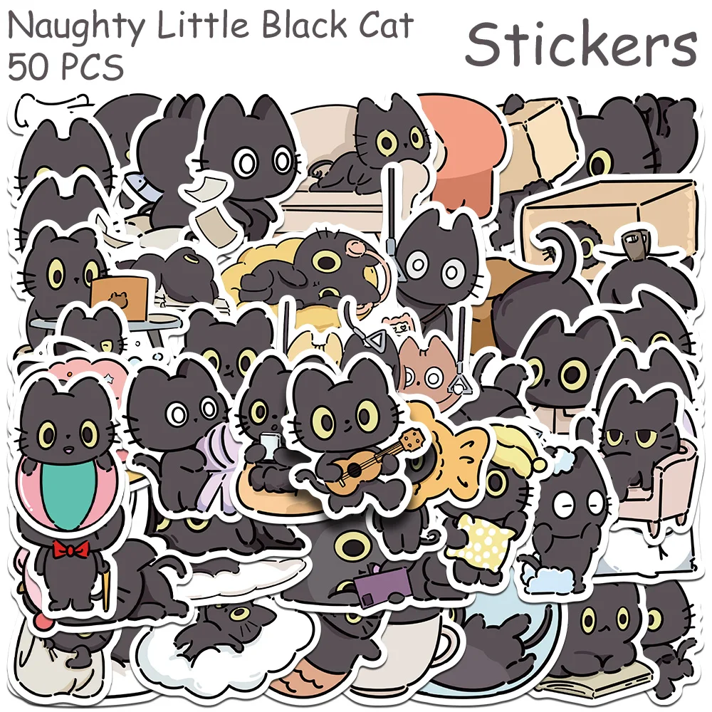 50pcs Naughty Little Black Cat Stickers Decals For Phone Notebook Luggage Skateboard Guitar DIY Cartoon Aesthetic Stickers
50pcs Naughty Little Black Cat Stickers Decals For Phone Notebook Luggage Skateboard Guitar DIY Cartoon Aesthetic Stickers