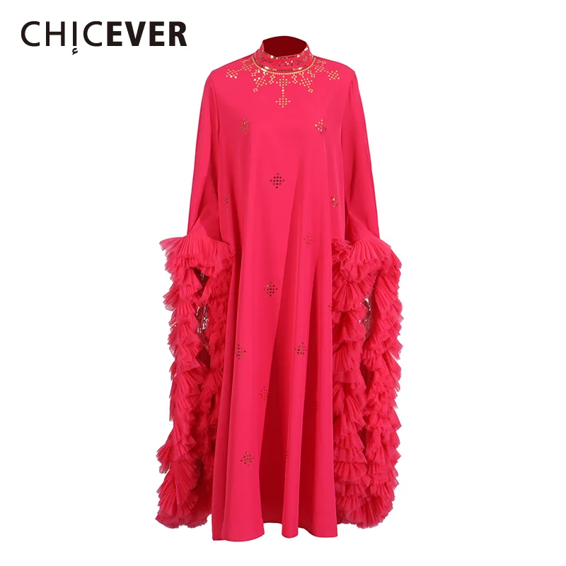 CHICEVER однотонные элегантные лоскутные многоуровневые платья для женщин с воротником-стойкой и накидкой с рукавами и высокой талией, женское платье миди из бисера
CHICEVER однотонные элегантные лоскутные многоуровневые платья для женщин с воротником-стойкой и накидкой с рукавами и высокой талией, женское платье миди из бисера