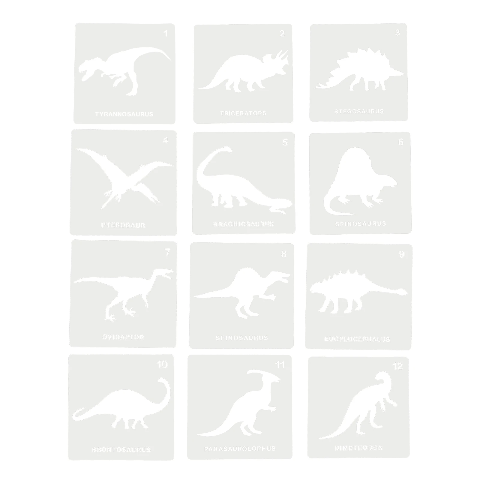 12pcs Dinosaur Drawing Template DIY Painted Stencils Tools Face Craft Reusable edge no burr corner child scrapbook
12pcs Dinosaur Drawing Template DIY Painted Stencils Tools Face Craft Reusable edge no burr corner child scrapbook