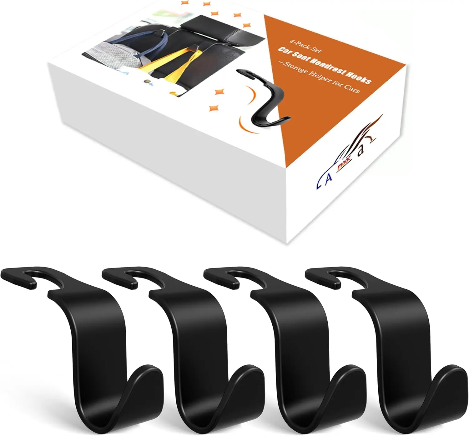 4-Pack Car Headrest Hooks, Heavy Duty Organizer Holds 55lbs, 360° Rotating, Black
4-Pack Car Headrest Hooks, Heavy Duty Organizer Holds 55lbs, 360° Rotating, Black