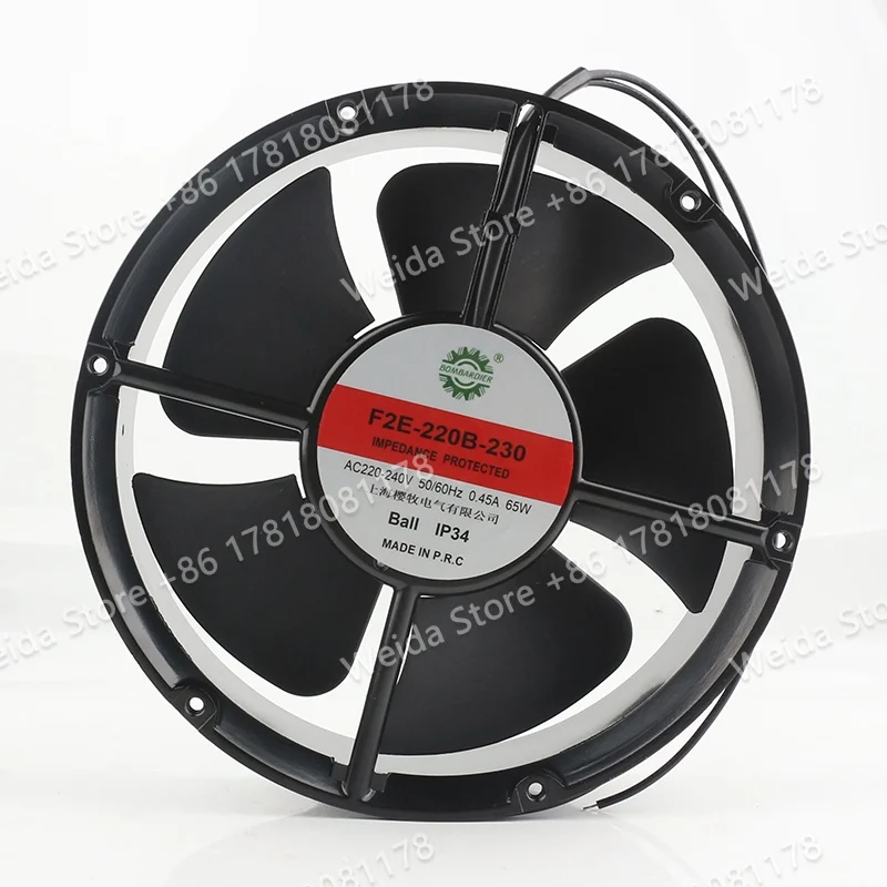22CM New BOMBARDIER AC 220-240V 0.45A 65W DC EC 22060 High Airflow 220X220X60MM Aluminum Frame Two-wire F2E-220B-230 Cooling Fan
22CM New BOMBARDIER AC 220-240V 0.45A 65W DC EC 22060 High Airflow 220X220X60MM Aluminum Frame Two-wire F2E-220B-230 Cooling Fan