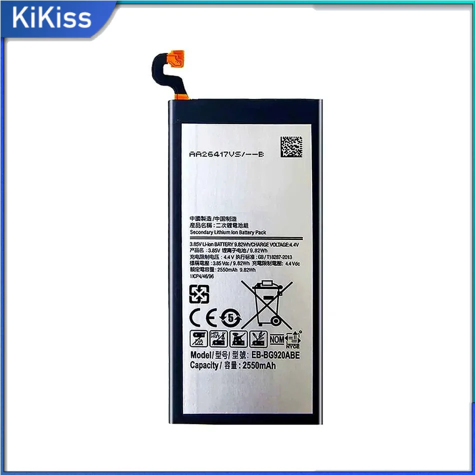 Mobile Phone Battery EB-BG920ABE 2550Mah For Samsung Galaxy S6 G9200 G920 G920f G920i G920A G920S G920L G920K
Mobile Phone Battery EB-BG920ABE 2550Mah For Samsung Galaxy S6 G9200 G920 G920f G920i G920A G920S G920L G920K
