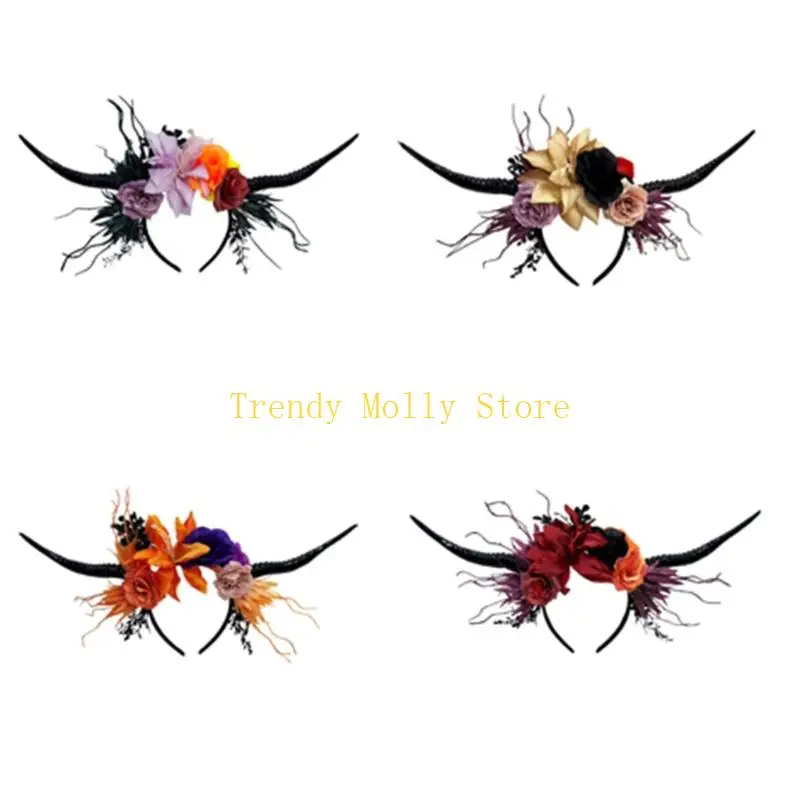 N5KB Dark Series Devil Horn Headband With Faux Flower For Halloween Parties and Theme Party Gathering Dressingup Headpiece
N5KB Dark Series Devil Horn Headband With Faux Flower For Halloween Parties and Theme Party Gathering Dressingup Headpiece