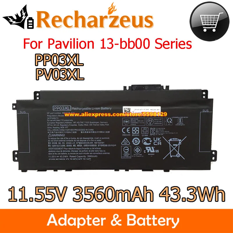 Оригинальная батарея 11,55 V 3560mAh 43.3Wh PP03XL PV03XL для Pavilion 13-bb00 Series 13-bb0005TU 13-bb0015TU 13-BB0062TU
Оригинальная батарея 11,55 V 3560mAh 43.3Wh PP03XL PV03XL для Pavilion 13-bb00 Series 13-bb0005TU 13-bb0015TU 13-BB0062TU