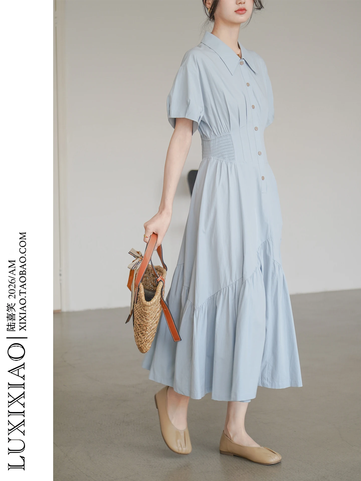 LUXIXIAO 2026 New Waist-Cinching Collar Design Long Dress Korean Style Short Sleeve A-line Shirt Dress City Commute Casu...
LUXIXIAO 2026 New Waist-Cinching Collar Design Long Dress Korean Style Short Sleeve A-line Shirt Dress City Commute Casu...
