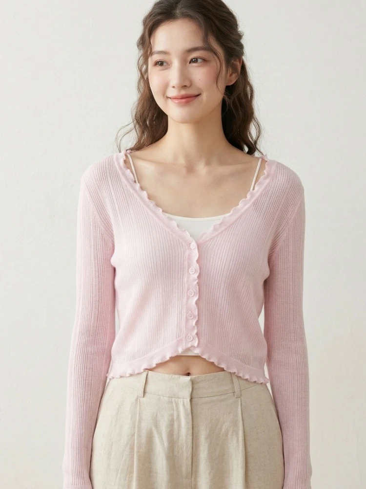 Lace Trim One Button Long Sleeve Crop Top Women Short Sleeve Open Front Ribbed Knit Cardigan 2026 Sweater Summer Fairycore
Lace Trim One Button Long Sleeve Crop Top Women Short Sleeve Open Front Ribbed Knit Cardigan 2026 Sweater Summer Fairycore