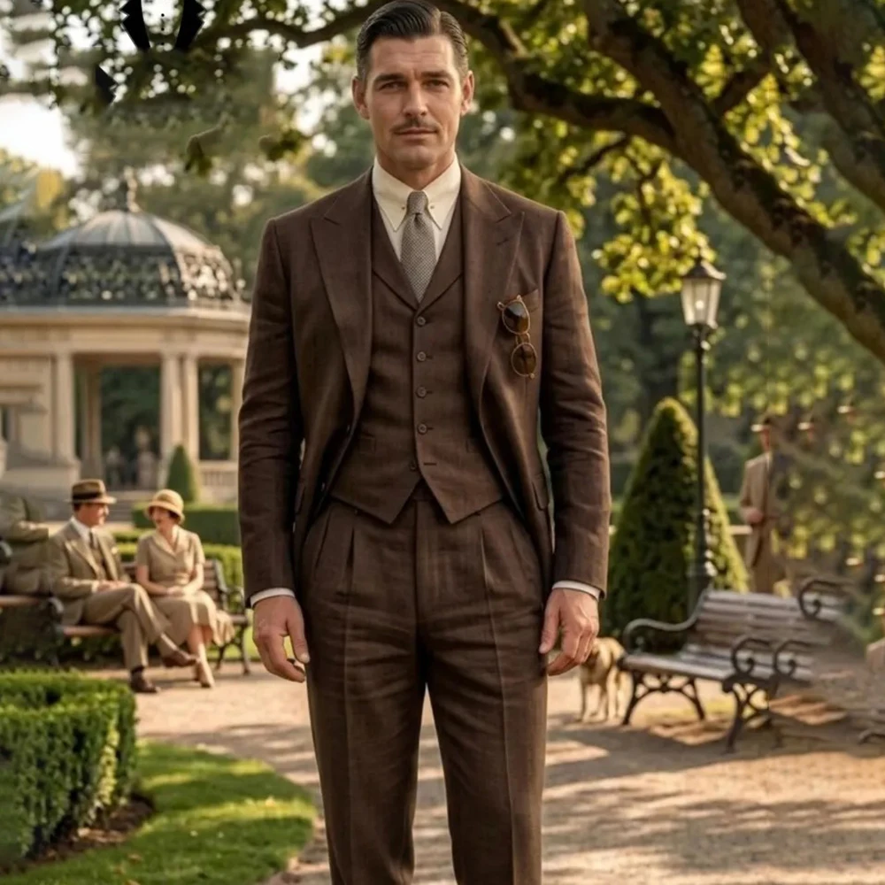 Luxury Brown Men's Suits Fashion Business Work 3 Piece Jacket Pants Vest Full Sets High Quality Male Clothing Costume Homme
Luxury Brown Men's Suits Fashion Business Work 3 Piece Jacket Pants Vest Full Sets High Quality Male Clothing Costume Homme